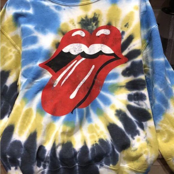 Urban Outfitters The Rolling Stones Tie Dye Crew Sweatshirt Sticky Fingers Blue - Picture 5 of 5